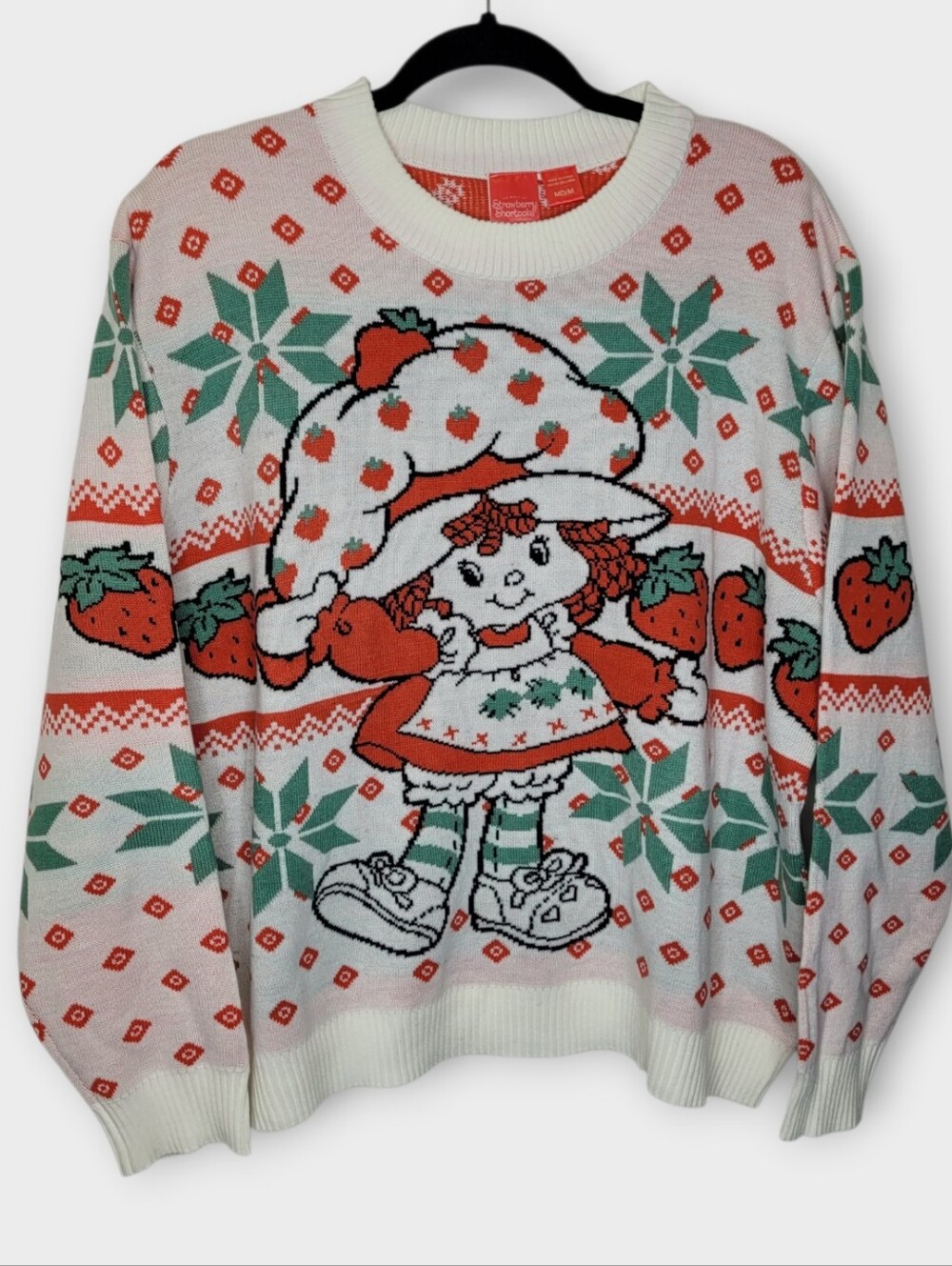 Strawberry Shortcake Fair Isle Sweater M White Kawaii